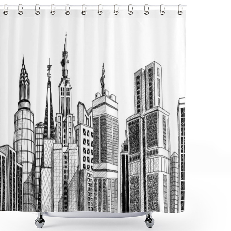 Personality  Urban Generic Architecture Sketch Shower Curtains