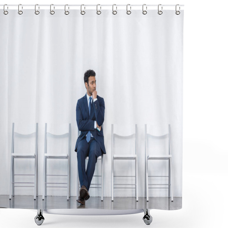 Personality  Businessman Sitting On Chair Shower Curtains