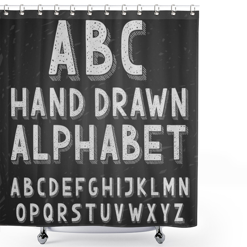 Personality  Vector Hand Drawn Doodle Sketch Alphabet Letters Written With A Chalk On Blackboard Or Chalkboard Shower Curtains