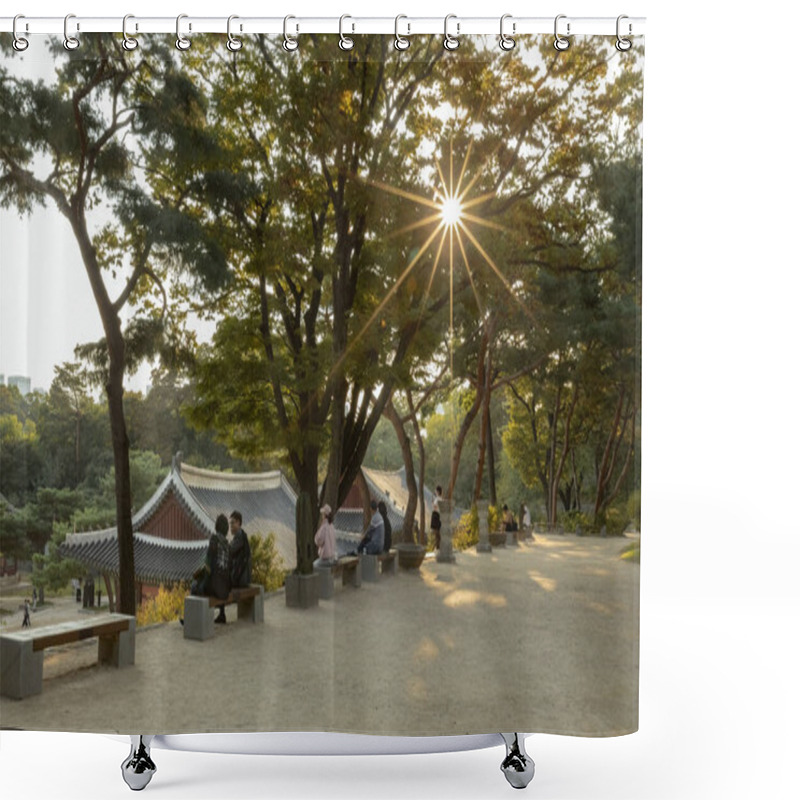 Personality  People Visiting The Park In The Eveing At Deoksugung Palace, Seoul South Korea Shower Curtains