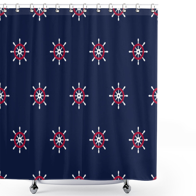 Personality  Steering Wheels On Navy Background Shower Curtains