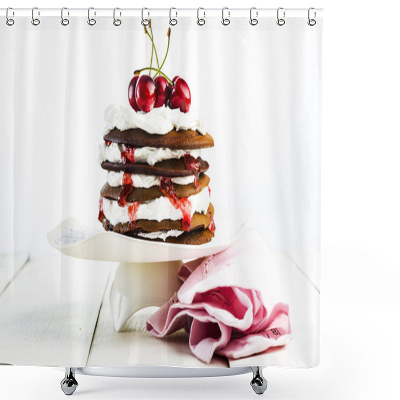 Personality  Chocolate Cake With Cherry Shower Curtains