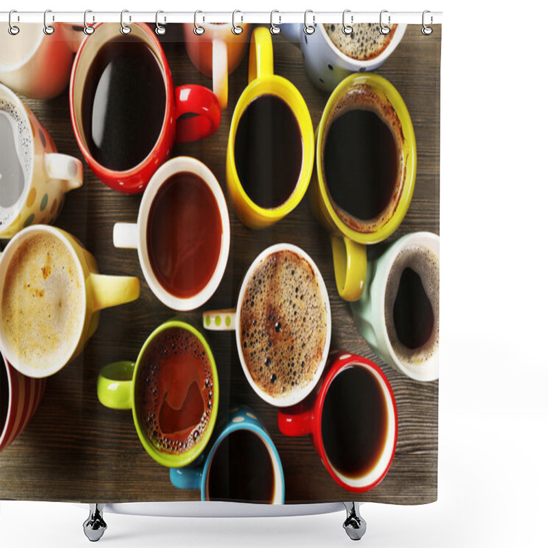 Personality  Many Cups Of Coffee, Top View Shower Curtains