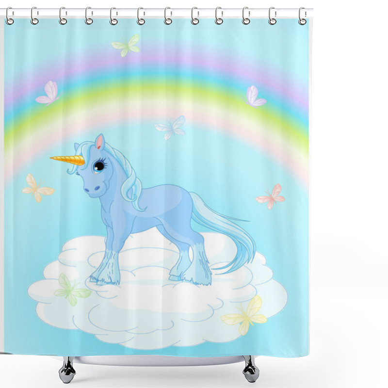 Personality  Unicorn On Magic Background Shower Curtains