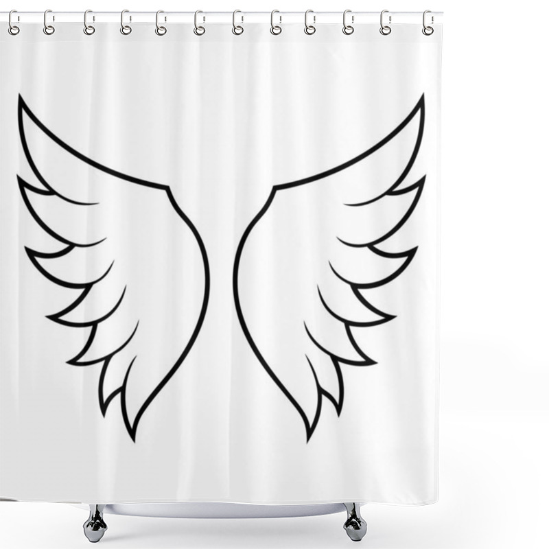 Personality  Elegant Angel Wings Line Art With Intricate Details Shower Curtains