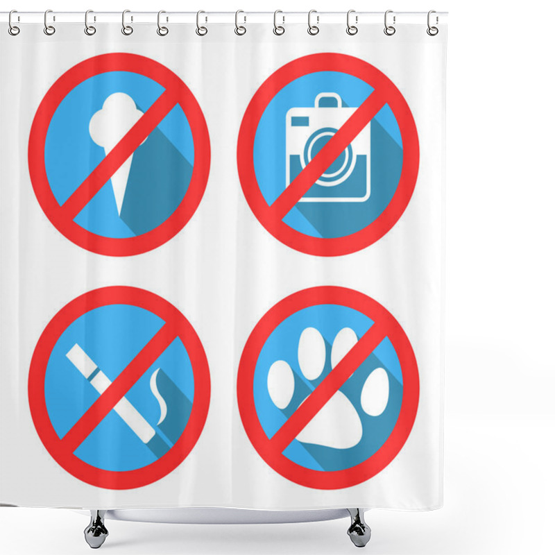 Personality  Forbidding Vector Signs No Dog Or Pets, No Ice-cream Shower Curtains