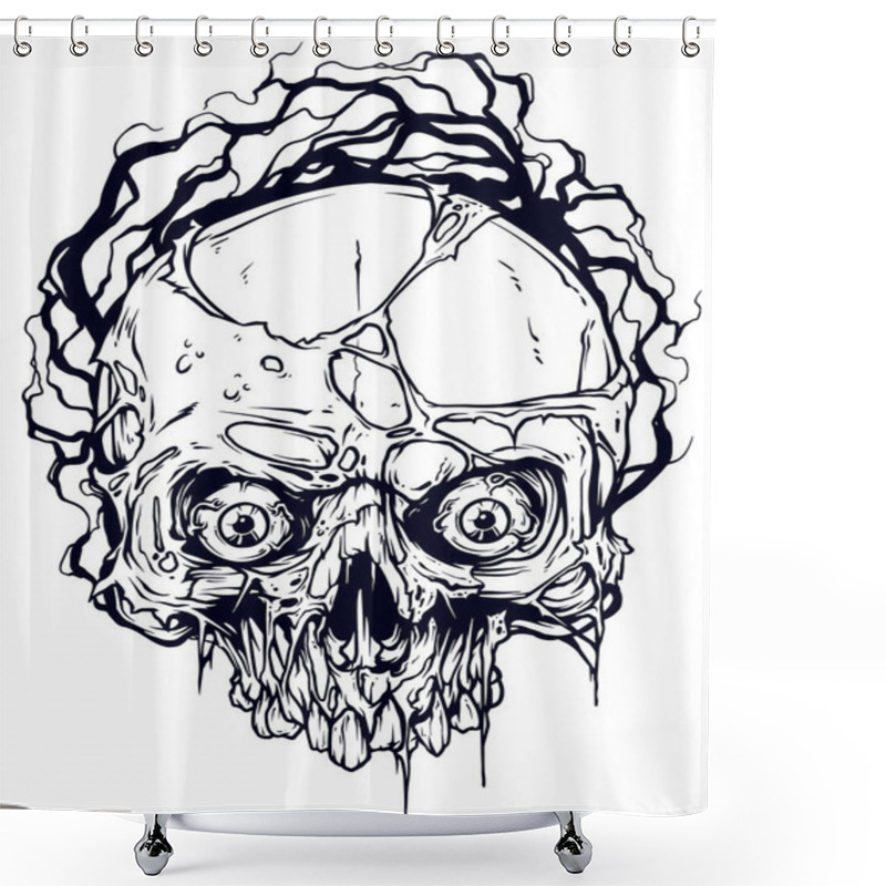 Personality  Detailed Graphic Black And White Halloween Skull Shower Curtains