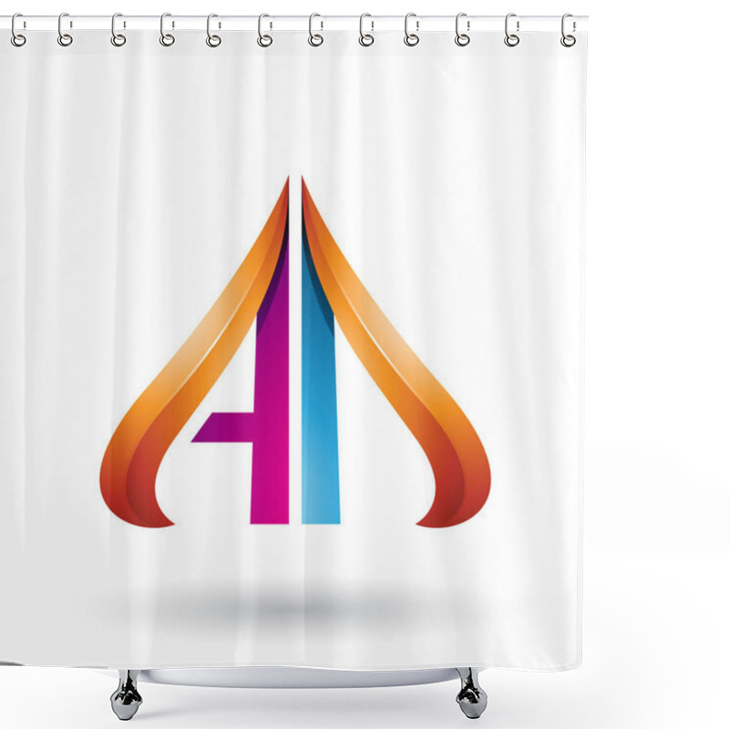 Personality  Vector Illustration Of Orange And Blue Embossed Arrow-like Letters A And D Isolated On A White Background Shower Curtains