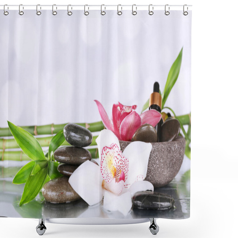 Personality  Spa Stones, Orchids, Bamboo Branches Shower Curtains