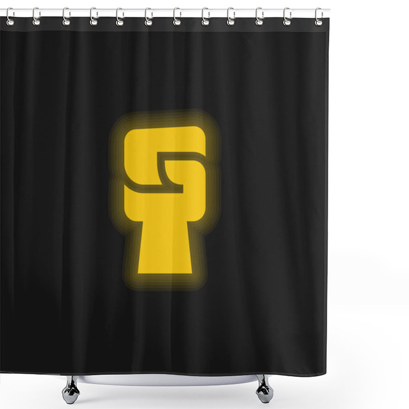 Personality  Black Power Yellow Glowing Neon Icon Shower Curtains