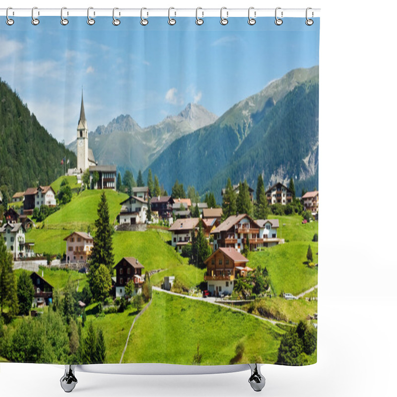 Personality  Village And Chapel In Swiss Alps Shower Curtains