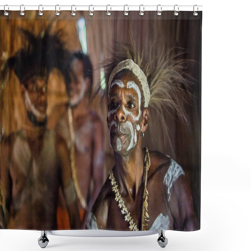 Personality  Man From The Tribe Of Asmat People Shower Curtains