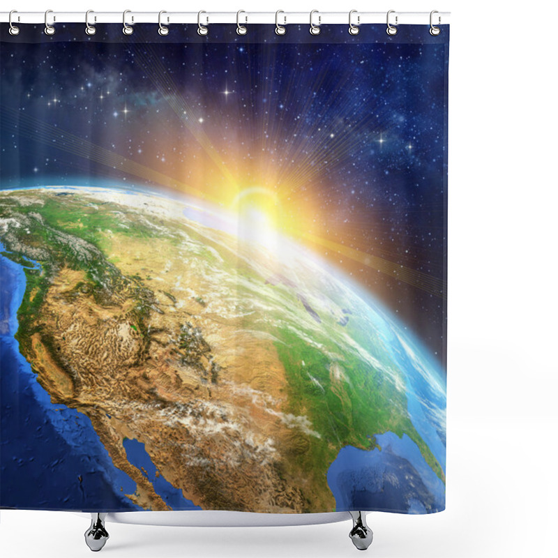 Personality  Sunrise Over The Earth Shower Curtains