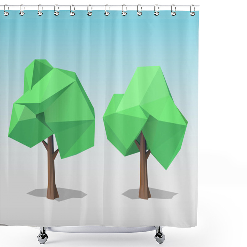 Personality  Two Polygonal Trees Shower Curtains