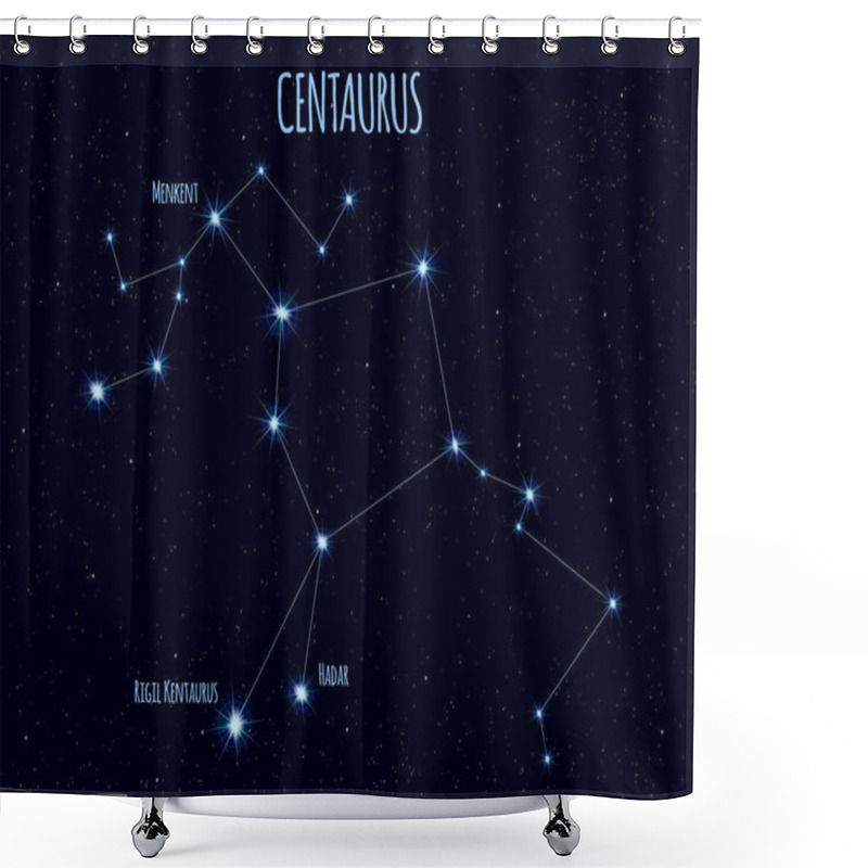 Personality  Centaurus (The Centaur) Constellation, Vector Illustration With The Names Of Basic Stars Against The Starry Sky Shower Curtains