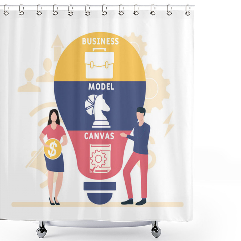 Personality  Flat Design With People. BMC  - Business Model Canvas.  Business Concept Background. Vector Illustration For Website Banner, Marketing Materials, Business Presentation, Online Advertising Shower Curtains