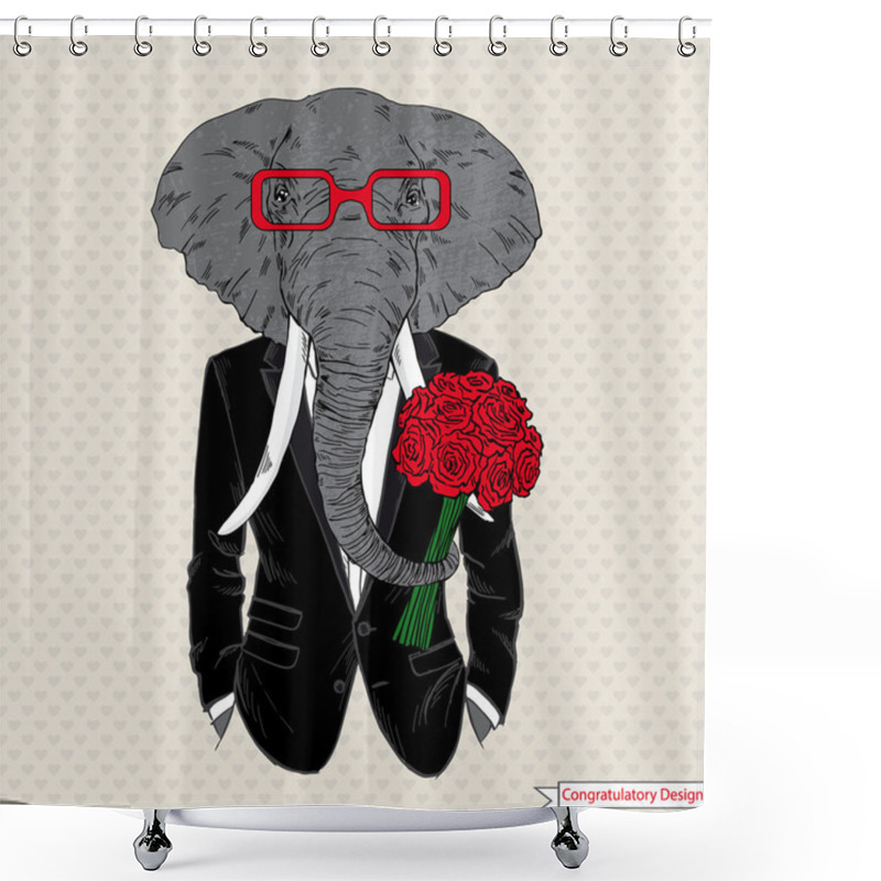 Personality  Elephant Dressed Up In Tuxedo Shower Curtains