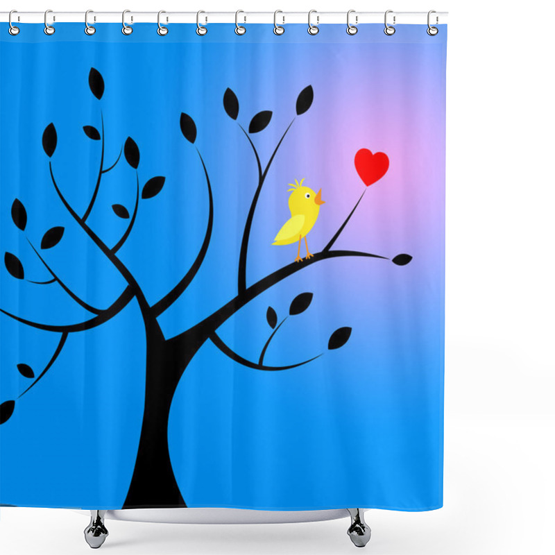 Personality  Nature Heart Indicates Birds In Flight And Environmental Shower Curtains