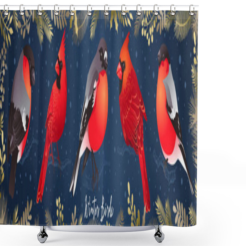 Personality  Set Of Winter Birds Shower Curtains