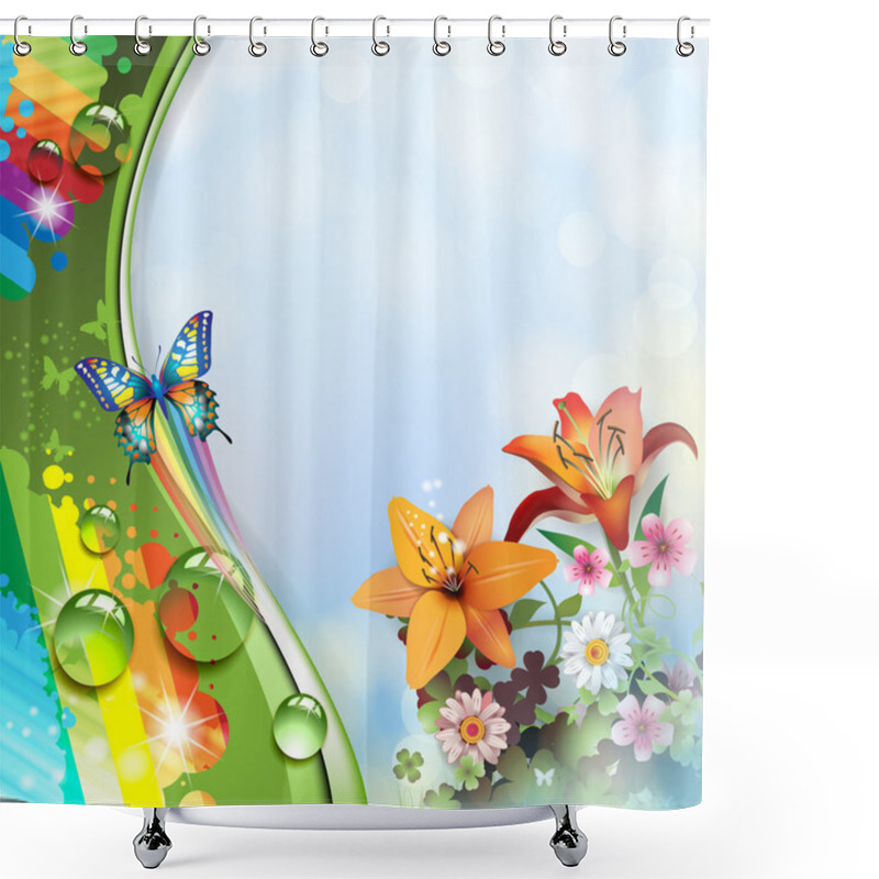 Personality  Lilies And Butterflies Shower Curtains