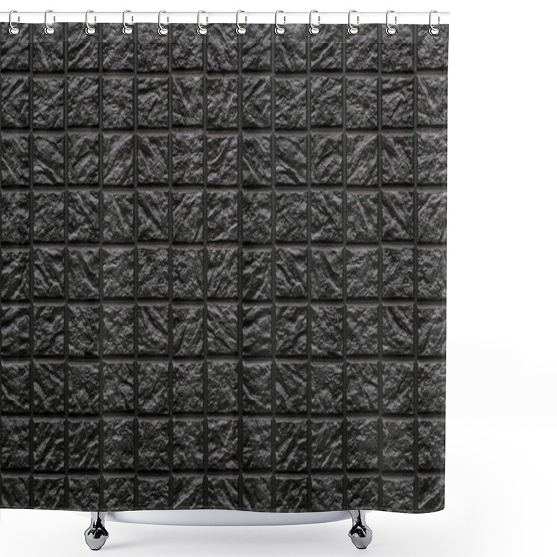 Personality  Black Mosaic Tile Wall Pattern And Background Shower Curtains