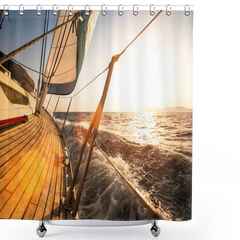 Personality  Sailing Regatta, During Sunset. Shower Curtains