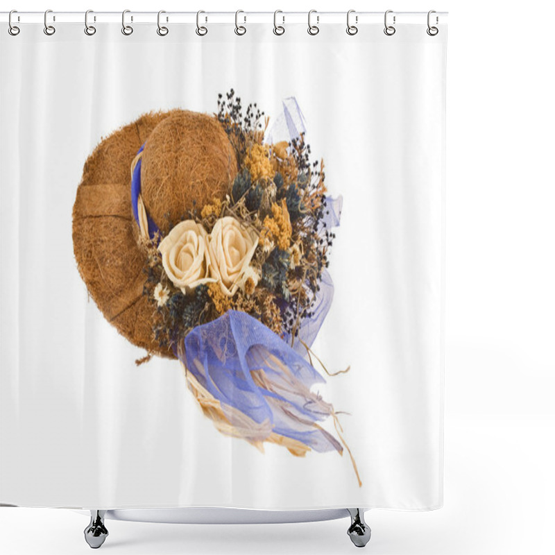 Personality  Decorative Hat With Fake Flowers On Top Of It Shower Curtains