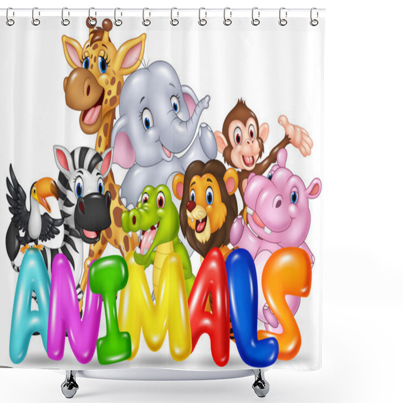 Personality  Illustration Of Word Animal With Cartoon Wild Animal Shower Curtains