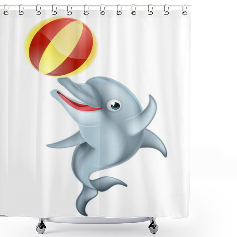 Personality  Cartoon Dolphin Playing With Ball Shower Curtains