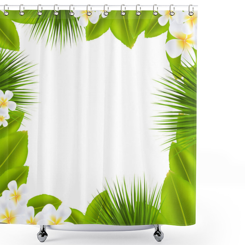 Personality  Frame With Frangipani And Leaf Shower Curtains