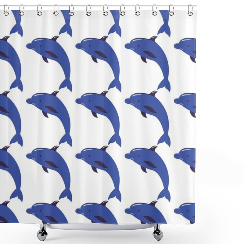 Personality  Seamless Vector Background With Dolphins. Shower Curtains