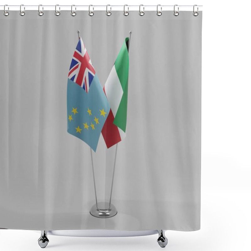 Personality  Kuwait - Tuvalu Cooperation Flags, White Background - 3D Render Shower Curtains