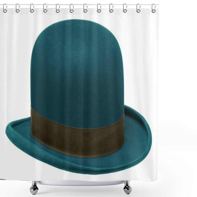 Personality  Blue Bowler Or Derby Hat Shower Curtains