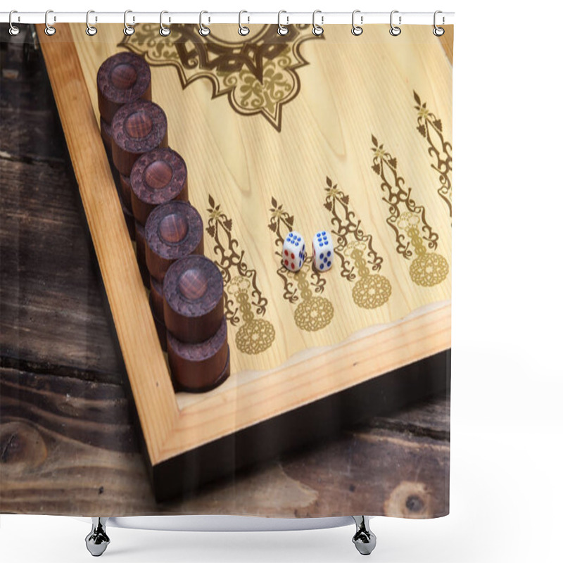 Personality  Backgammon Table Game Wood Luck  Dice Shower Curtains