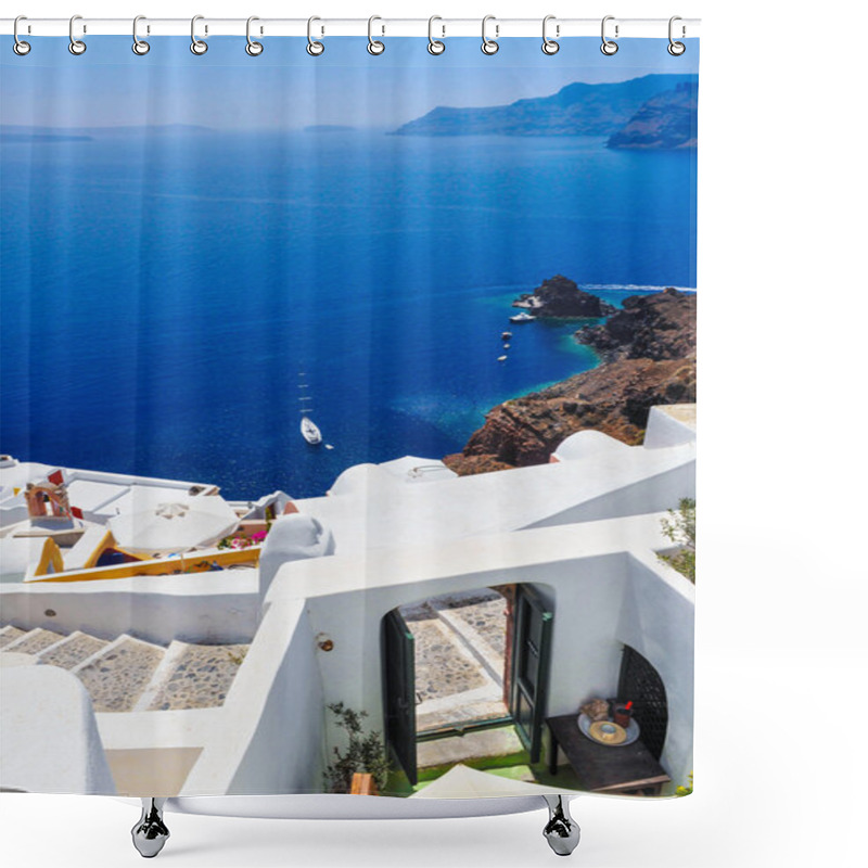 Personality  Oia Village, Santorini Shower Curtains