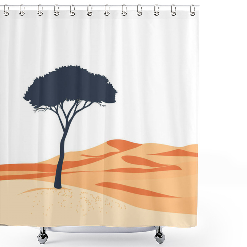 Personality   Single Tree In A Vast Desert Minimal Vector Shower Curtains