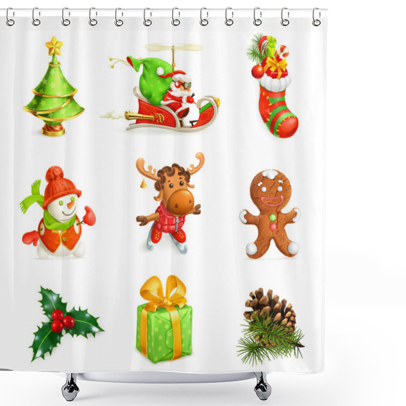 Personality  Christmas Icon Set Shower Curtains