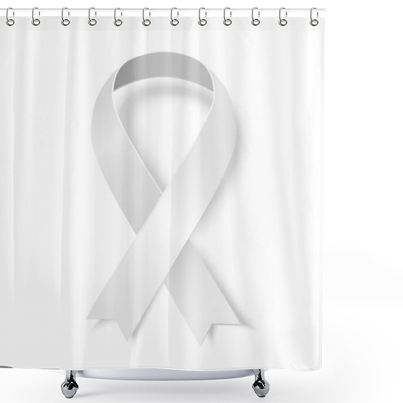 Personality  White Awareness Ribbon Shower Curtains