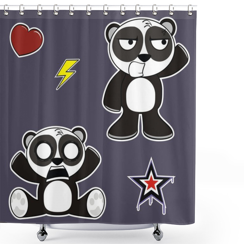 Personality  Little Panda Bear Cute Expressions Cartoon Set01 Shower Curtains