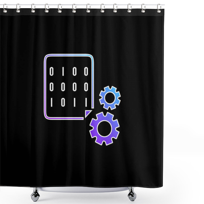 Personality  Binary Codes And Cogwheels Blue Gradient Vector Icon Shower Curtains