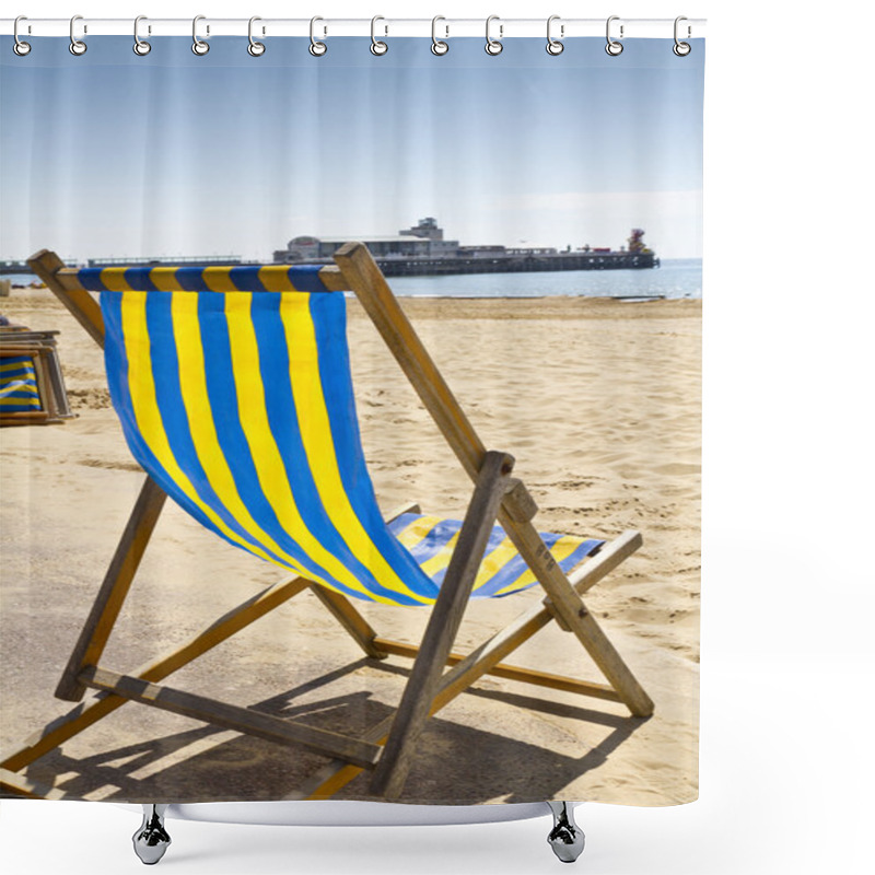 Personality  Single Deck Chair On The Beach Shower Curtains