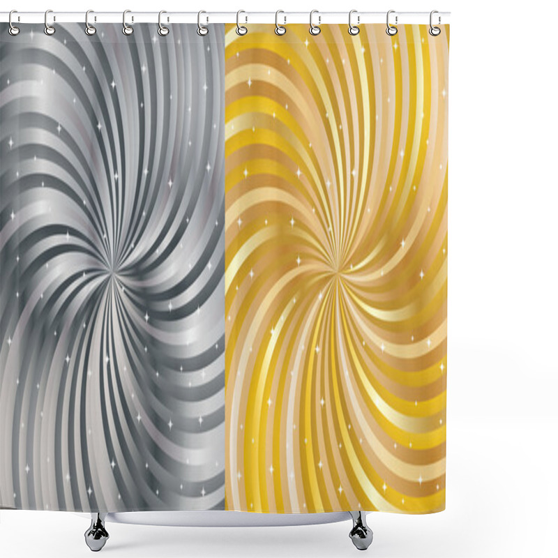 Personality  Shiny Abstract Background - Gold And Silver. Shower Curtains