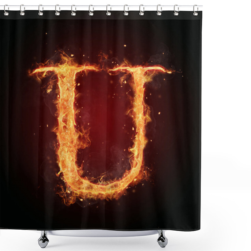 Personality  Fire Letter On Black Background Shower Curtains