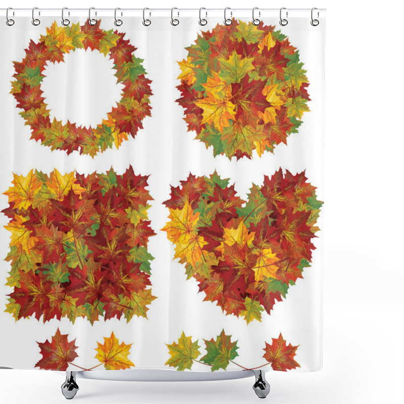 Personality  Elements Of Different Shapes Made From Autumnal Leaves Shower Curtains