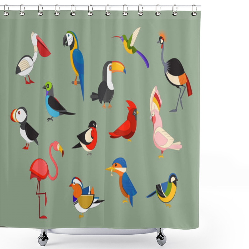 Personality  Birds Icons Set Shower Curtains