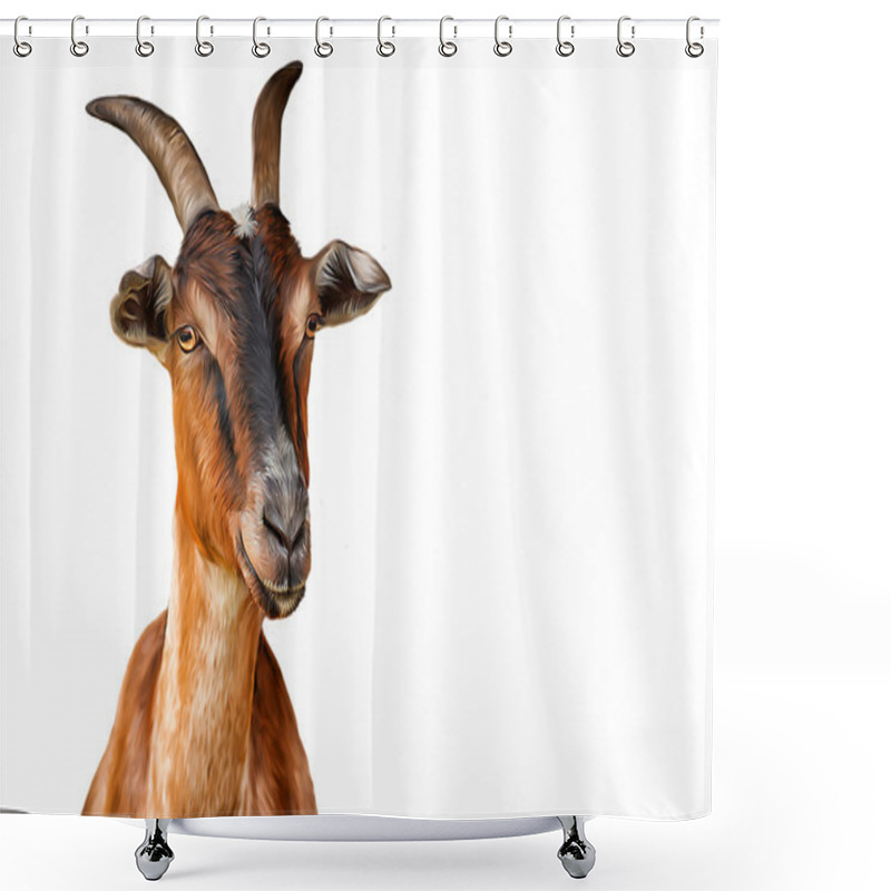 Personality  Drawing Goats, Portrait Shower Curtains