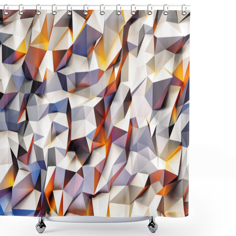 Personality  Abstract Geometric Pattern With Purple, Yellow And White Three Dimensional Triangles. Shower Curtains