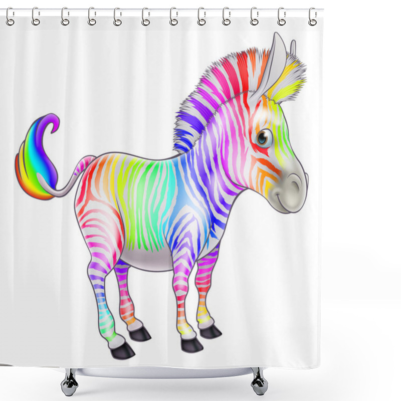 Personality  Rainbow Zebra Shower Curtains