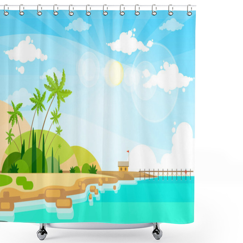 Personality  Tropical Beach On Island Shower Curtains