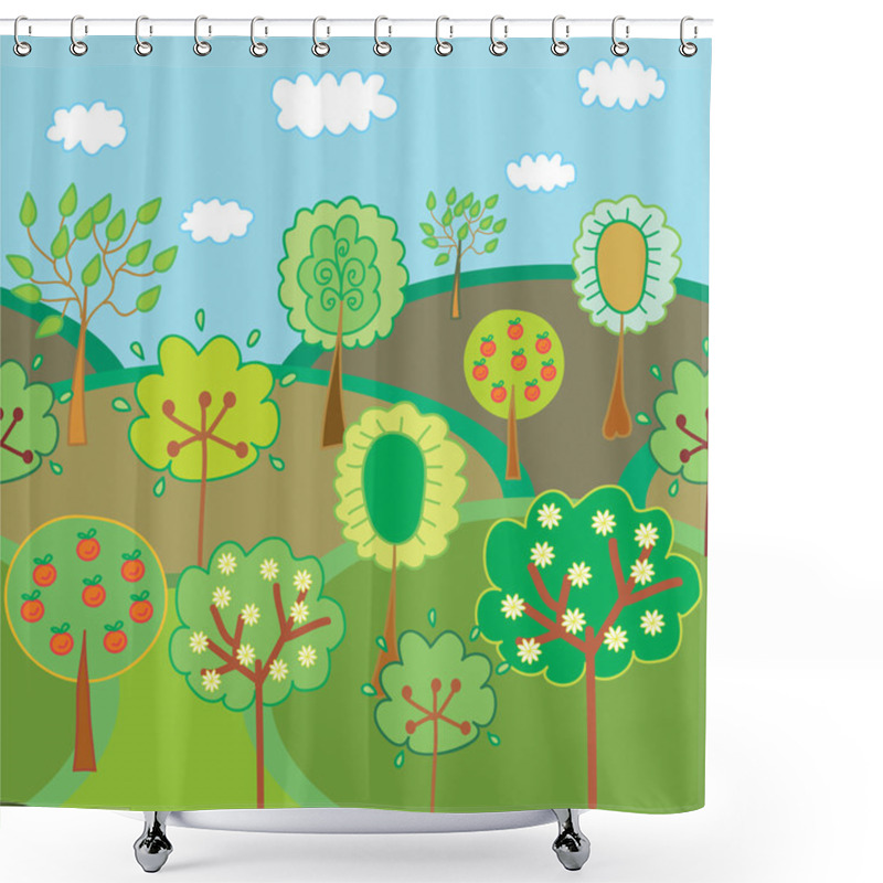 Personality  Seamless Trees Pattern Shower Curtains